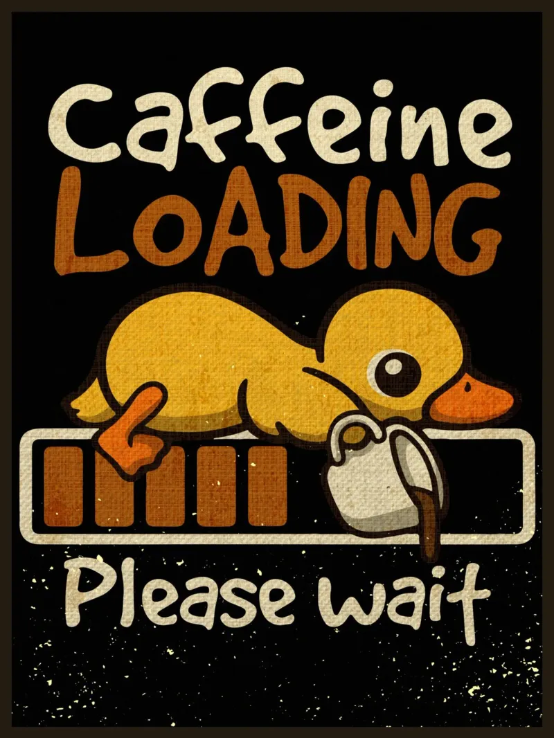 Caffeine loading duck canvas by Andrew S Morrison