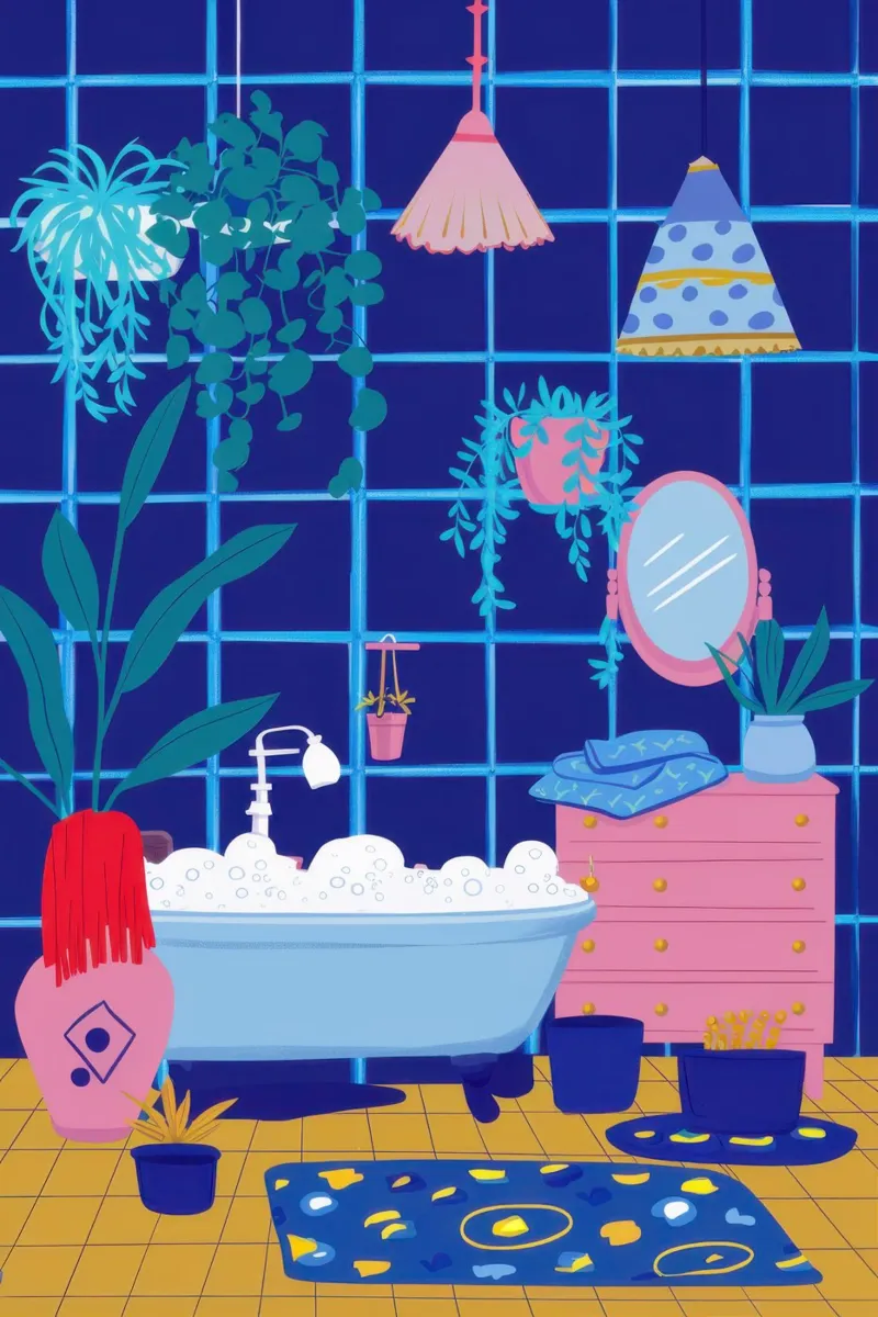 Santuario in piastrelle blu alluminio dibond da Ink Pulse