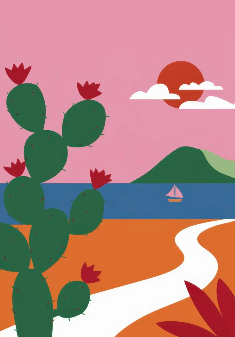 Pastel Desert Path Leinwand mit Schattenfugenrahmen von Giant Foxs