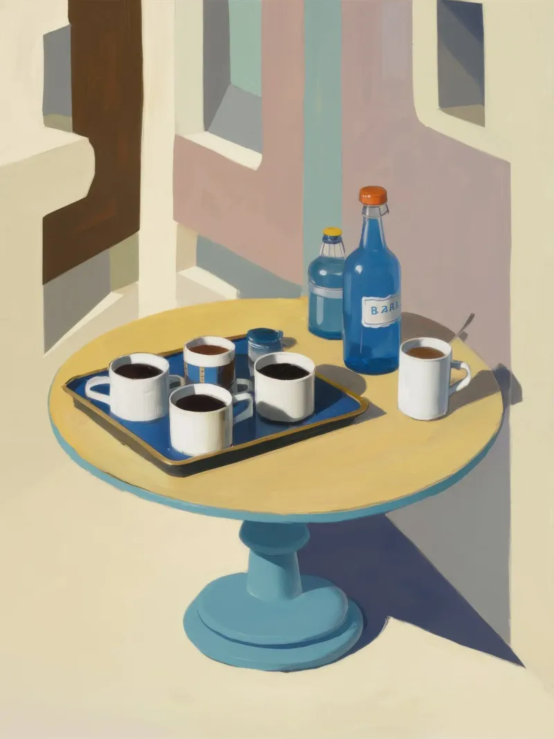 Servizio da tavolo per il caffè poster con telaio in legno da Giant Foxs