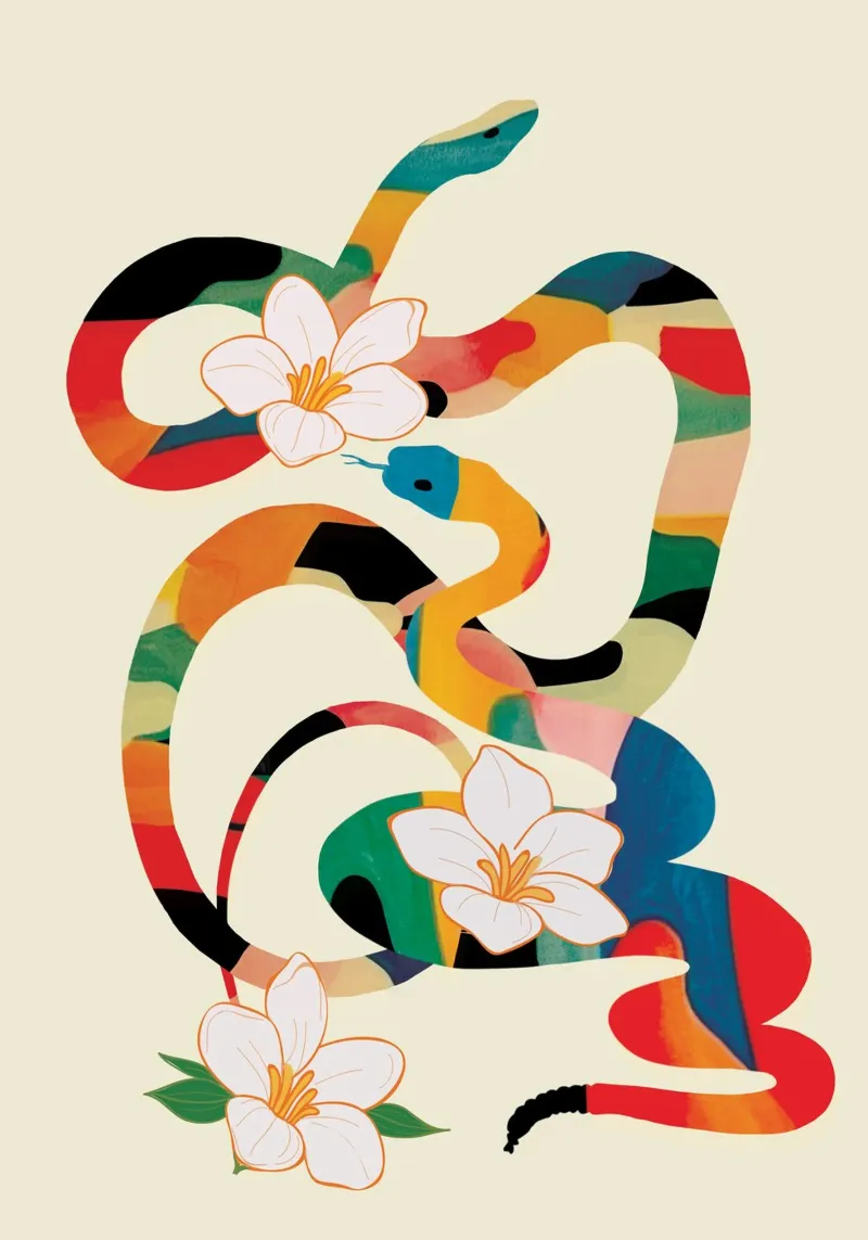 Abstract Snakes in the Flowers pellicola backlit da cityart