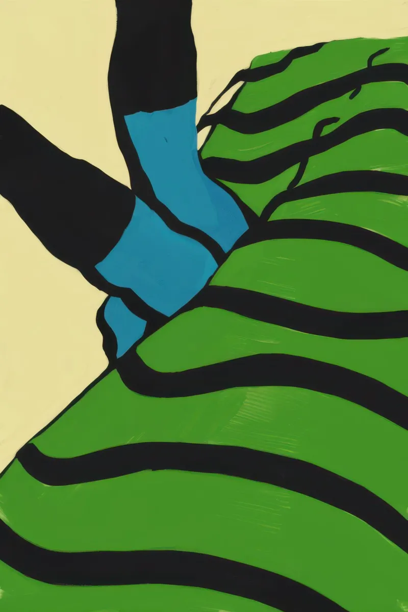 Verdant Stripe Abstraction canvas van Giant Foxs