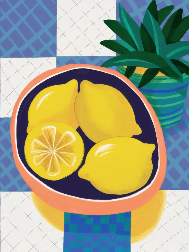 Checkered Citrus Stillness forex plate by Dream Gesso