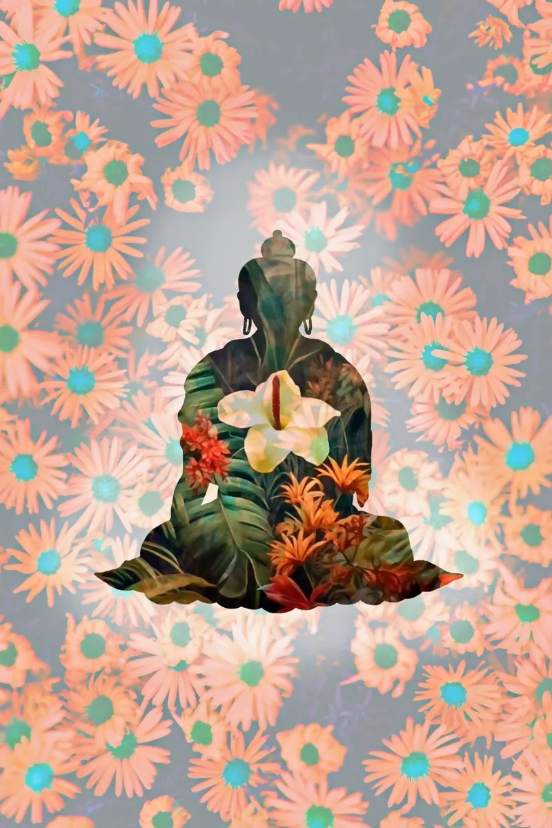 Buddha fiorito - Amore e pace carta hahnemühle da Happy 😃 Art 🎨 by Christine Schnoell