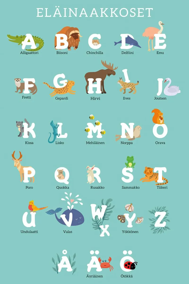 Dierenalfabet (Fins) poster van muench benjamin