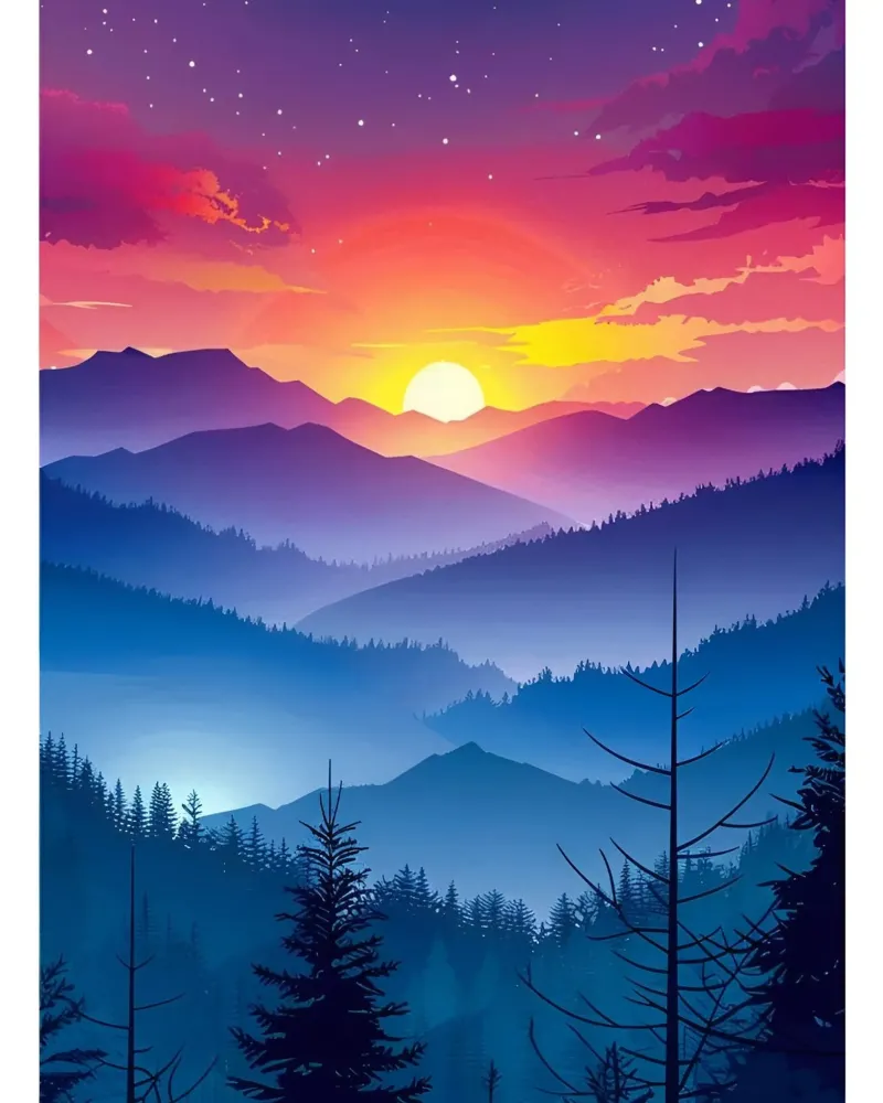 Vibrant Mountain Sunset alu-dibond by luxi&lace