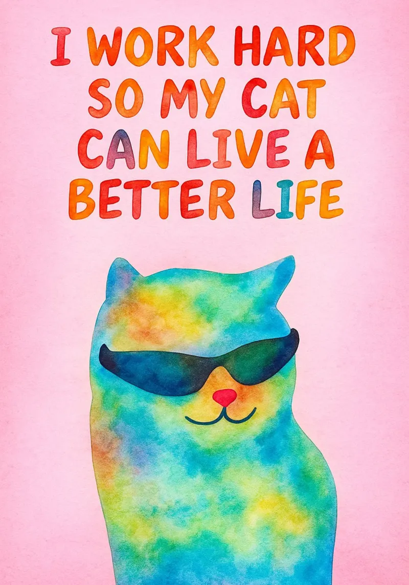 work hard so my cat can better life hahnemühle by Mirage