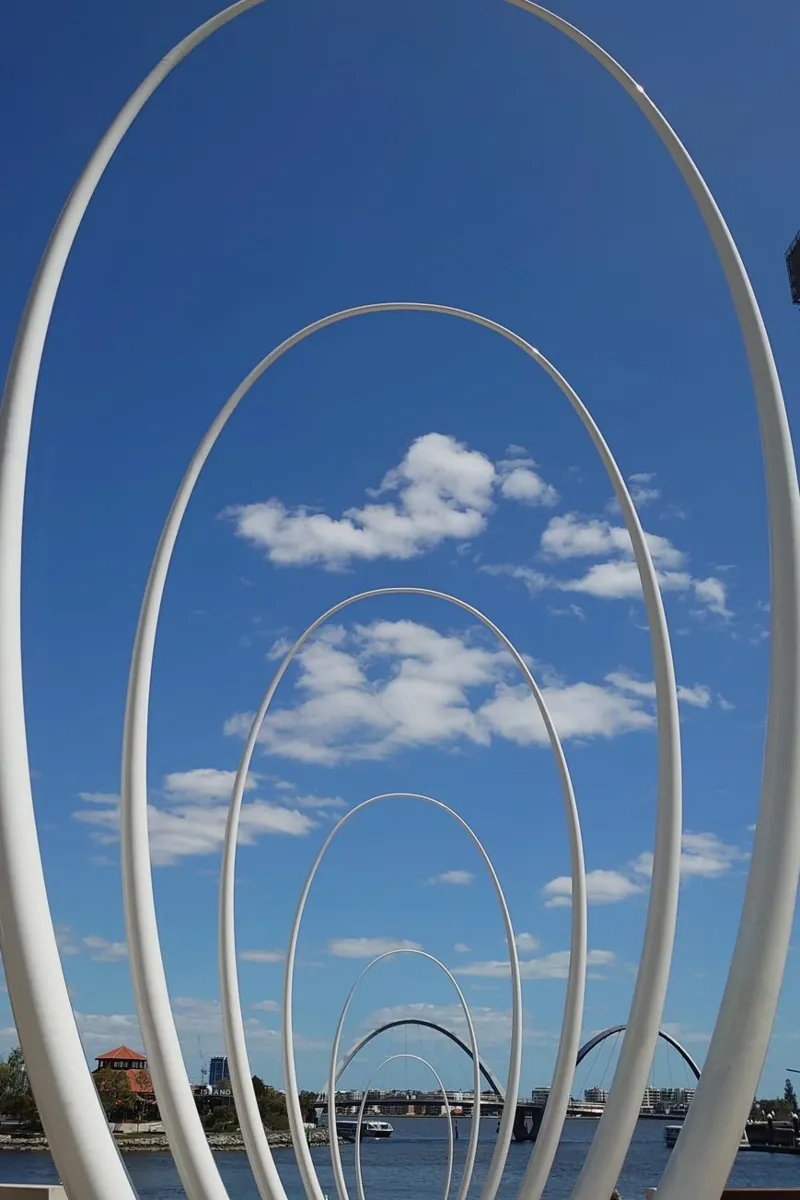 Spanda Sculpture at Elizabeth Quay in Perth poster with wooden frame by byrieneke