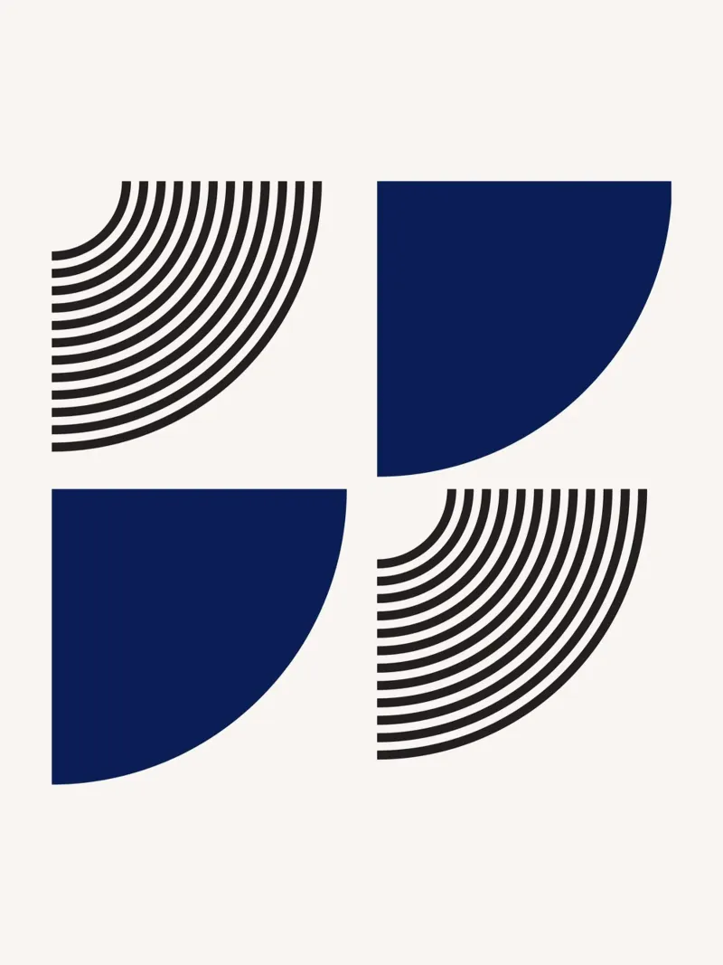 Segmenti di cerchio Bauhaus - Navy & Line Art pellicola backlit da Studio Vibe