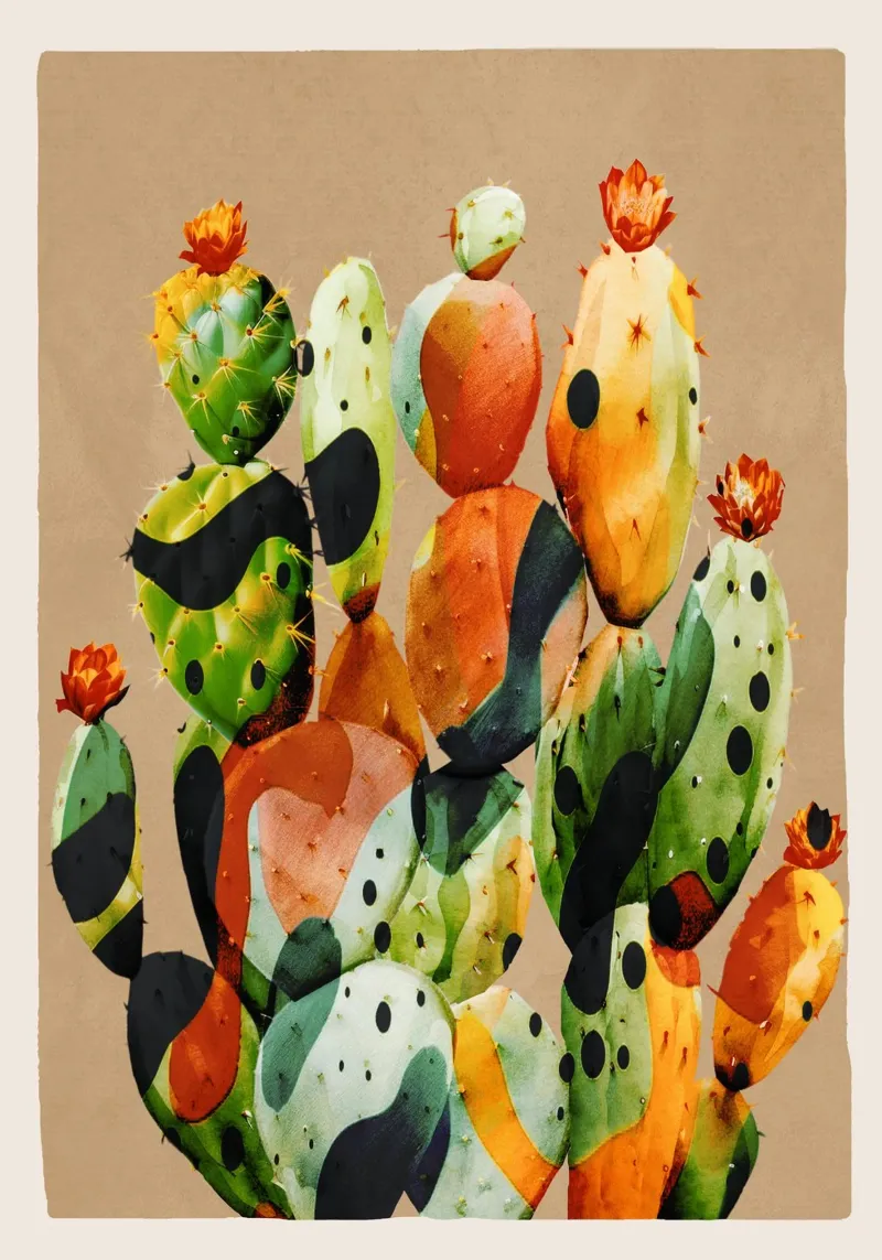 Abstract Modern Cactus 1 pellicola backlit da Nadjaa