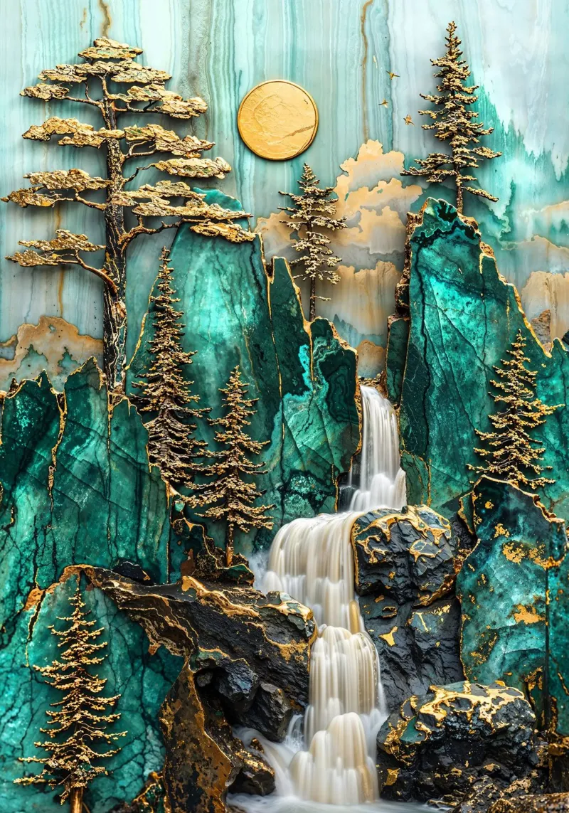 Yosemite Kintsugi Falls pellicola backlit da Pixaverse
