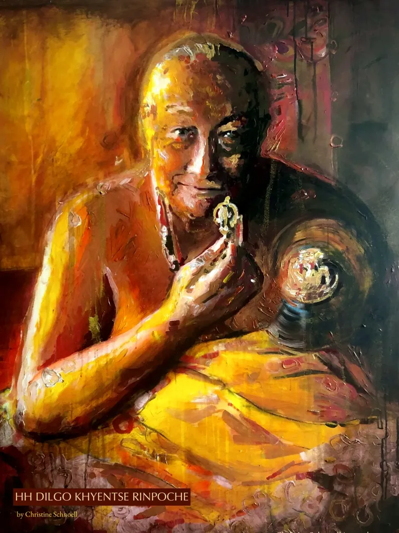 Dilgo Khyentse Rinpoche, Tibetischer Meister, Portrait poster con telaio in alluminio da Happy 😃 Art 🎨 by Christine Schnoell