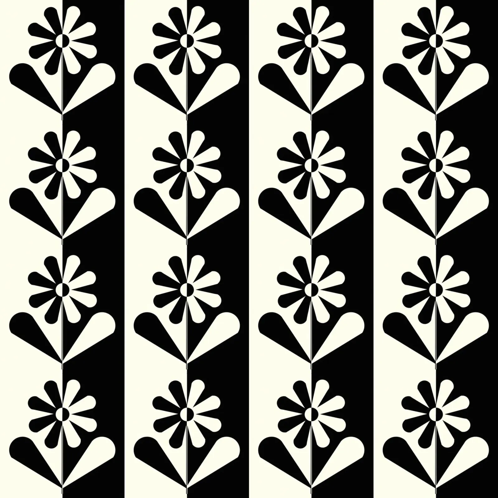 Black and white floral pattern pellicola backlit da TijanaArtStudio88