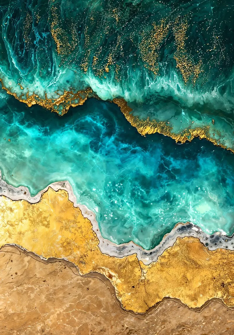 Abstract Ocean Waves Kintsugi Art pellicola backlit da Pixaverse