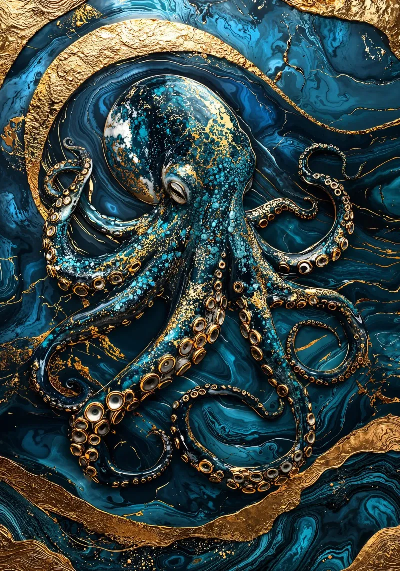 Golden Secrets of the Deep Art pellicola backlit da Pixaverse