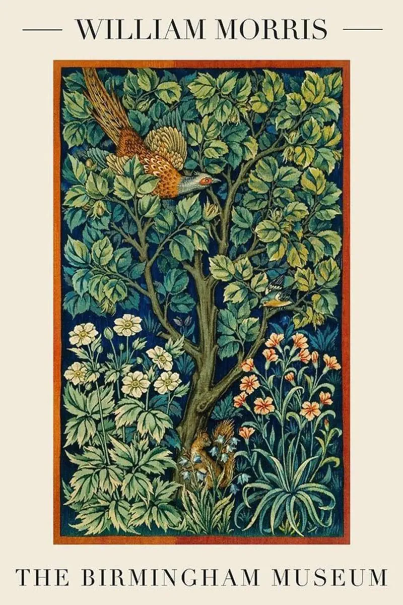 a majestic male pheasant amidst lush foliage and flowers poster with wooden frame by Ropech Shop