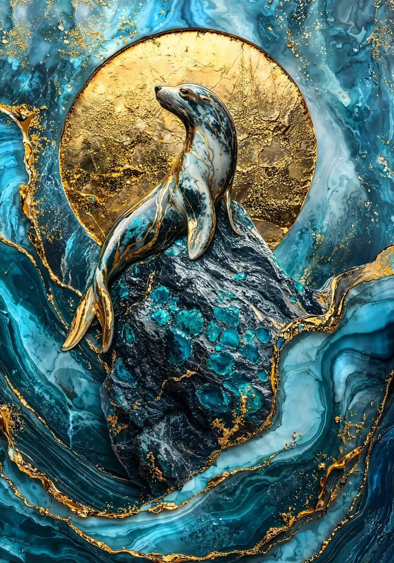 Golden Majesty of the Waves pellicola backlit da Pixaverse