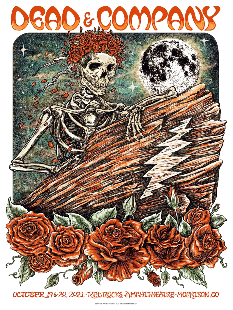poster "dead and company red rocks" 2022 pellicola backlit da martina