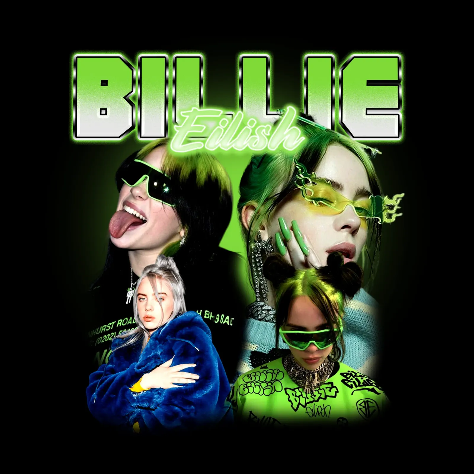 Vintage Bootleg V5 Billie Eilish pellicola backlit da https://www.juniqe.com/uk/shop/Henndraws