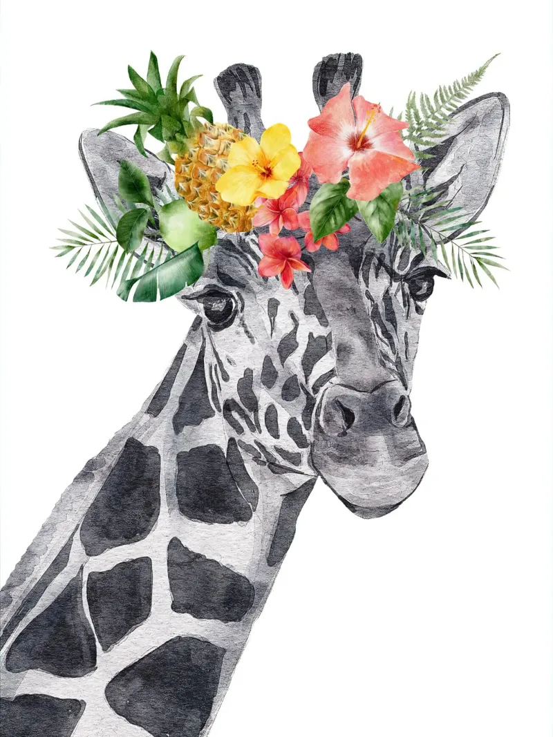 Safari Nursery Print Jirafa con flores metacrilato de sharemantes