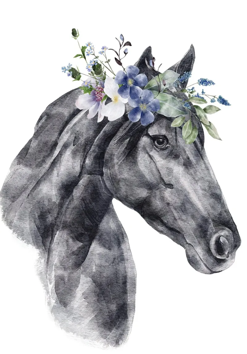Safari Nursery Print Caballo con flores metacrilato de sharemantes