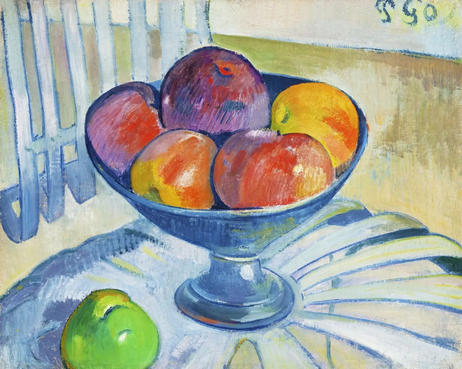 Piatto di frutta su una sedia da giardino (1890 circa) di Paul Gauguin pellicola backlit da Venus Art