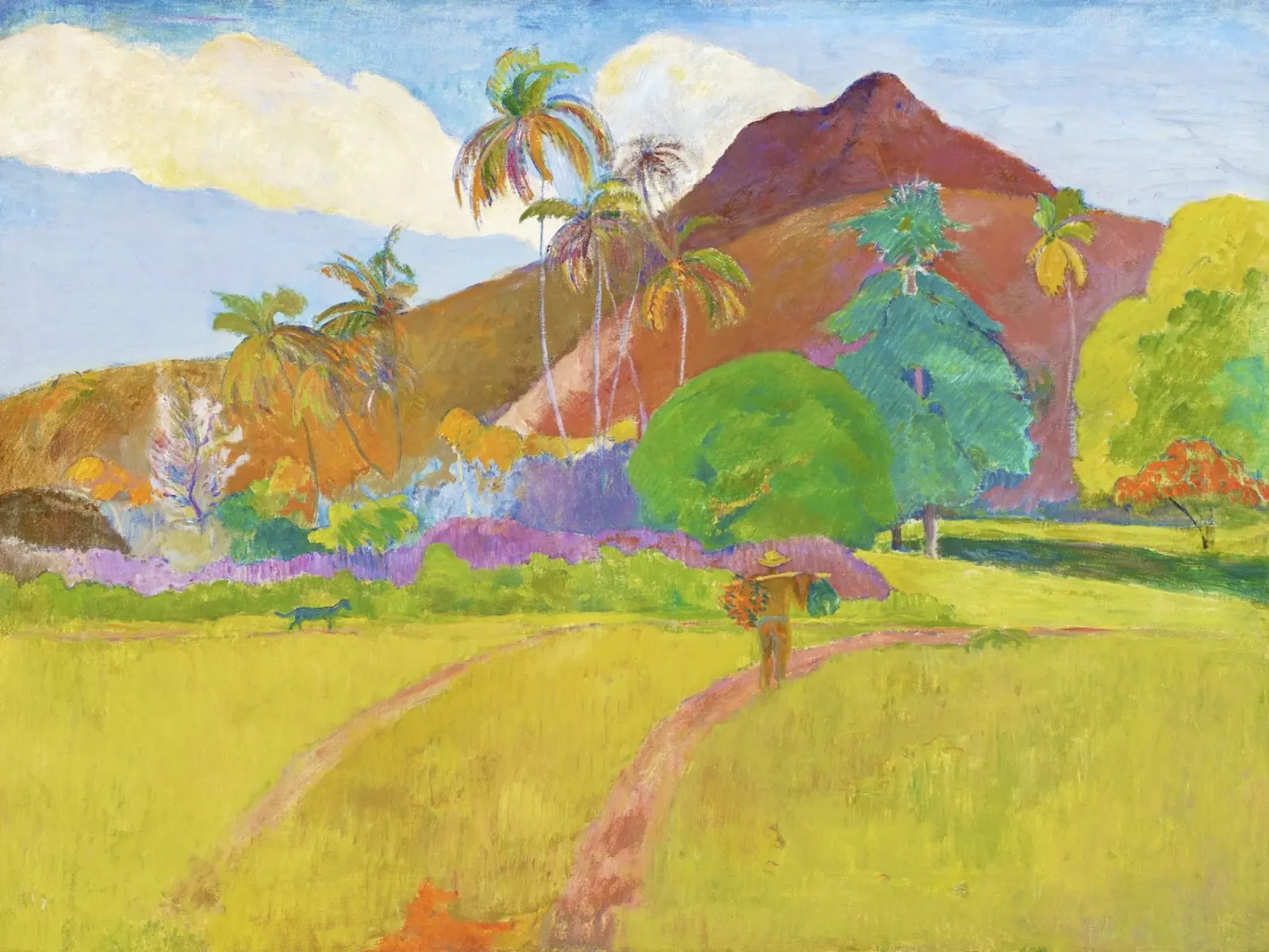 Paesaggio tahitiano (1891) di Paul Gauguin pellicola backlit da Venus Art