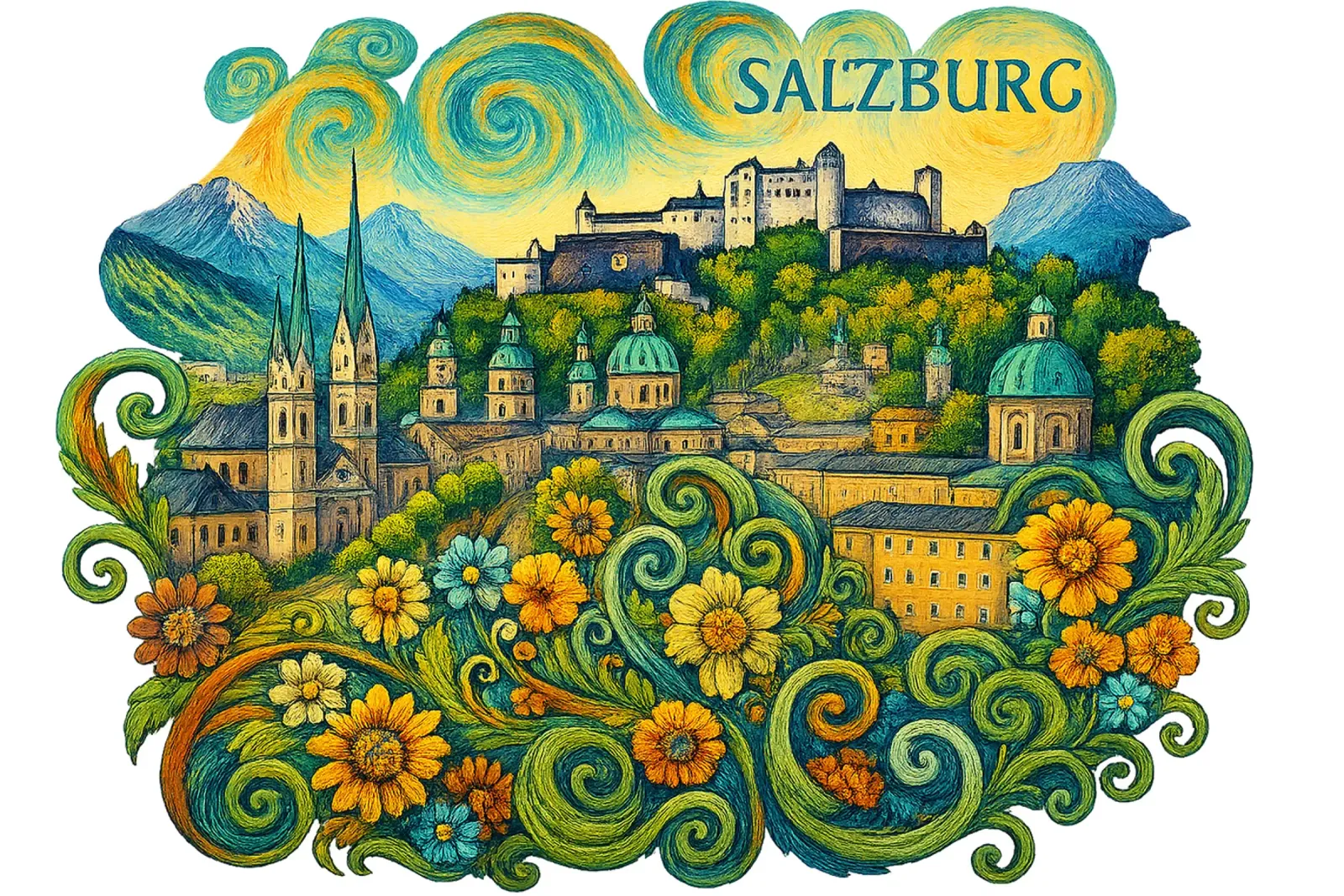 FREE SALZBURG poster con telaio in legno da Vintage Van Gogh
