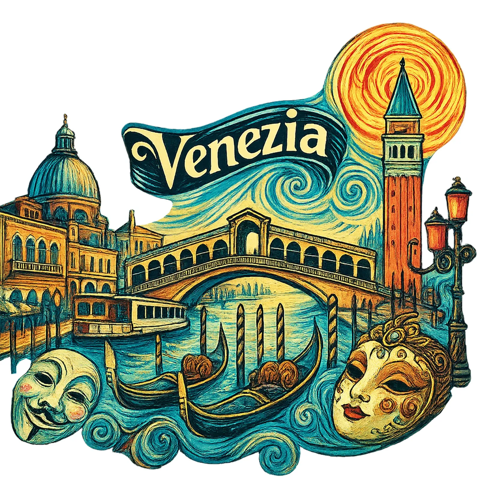 FREE VENICE - VENEDIG alu-dibond by Vintage Van Gogh
