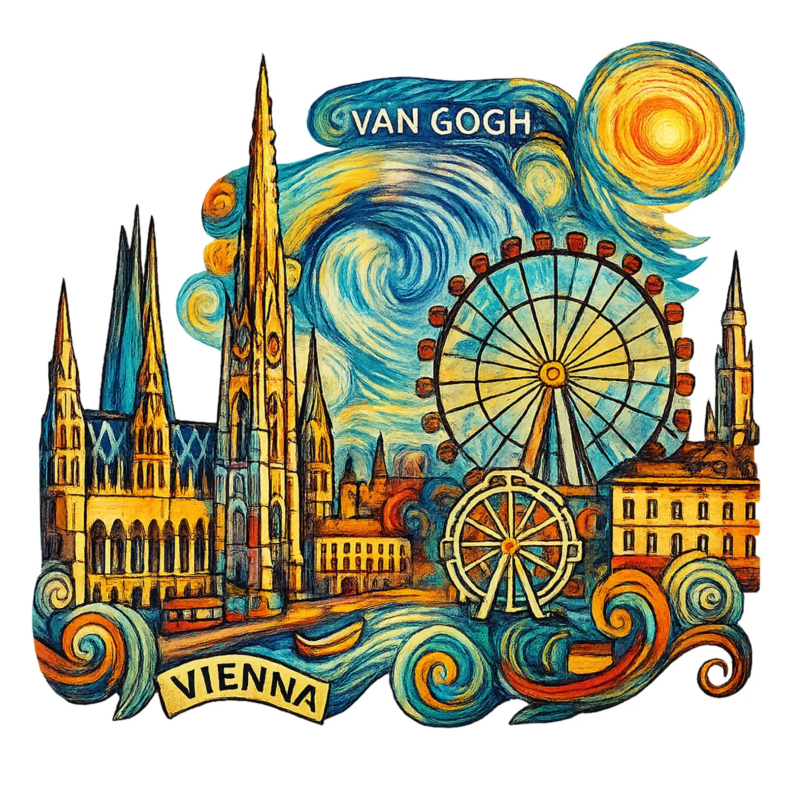FREE VIENNA poster with wooden frame by Vintage Van Gogh