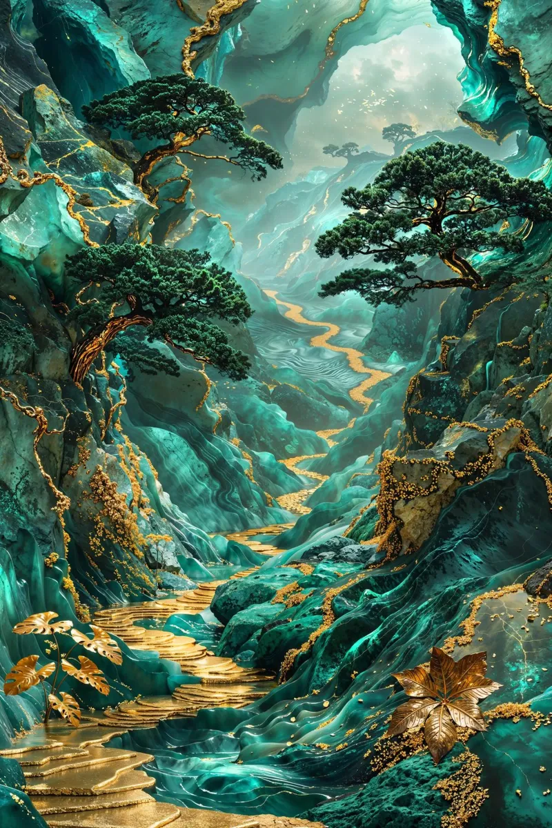 Golden Jungle Path pellicola backlit da Pixaverse