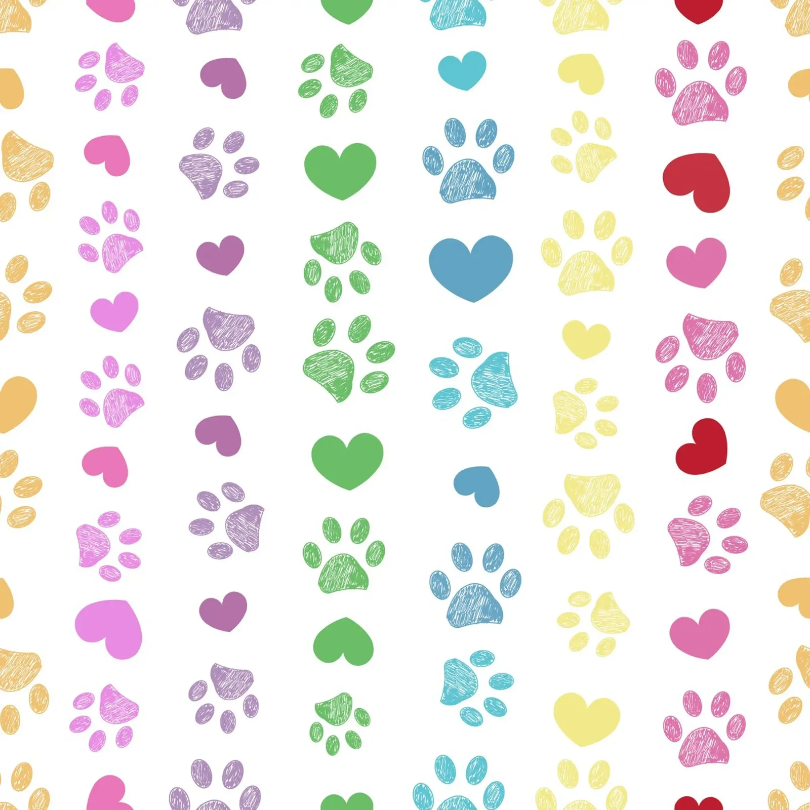 Colorful paw print with hearts pattern canvas by gulsengunel