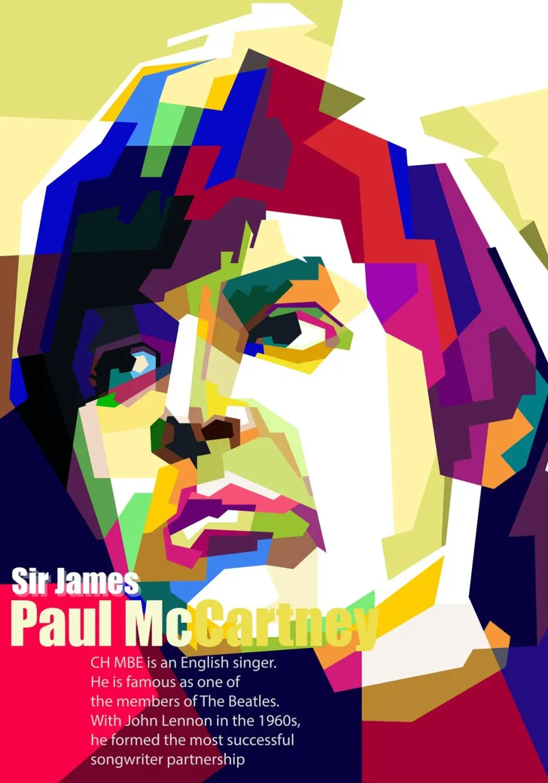 Sir Paul Mc Cartney Arte WPAP pellicola backlit da Artkreator