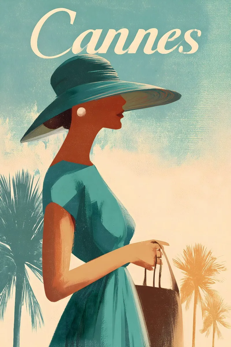 Manifesti di viaggio d'epoca di Cannes pellicola backlit da Vintage Travel Art