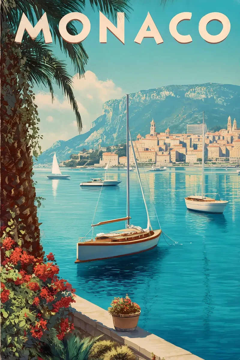 Monaco vintage Reiseposter alluminio dibond da Vintage Travel Art