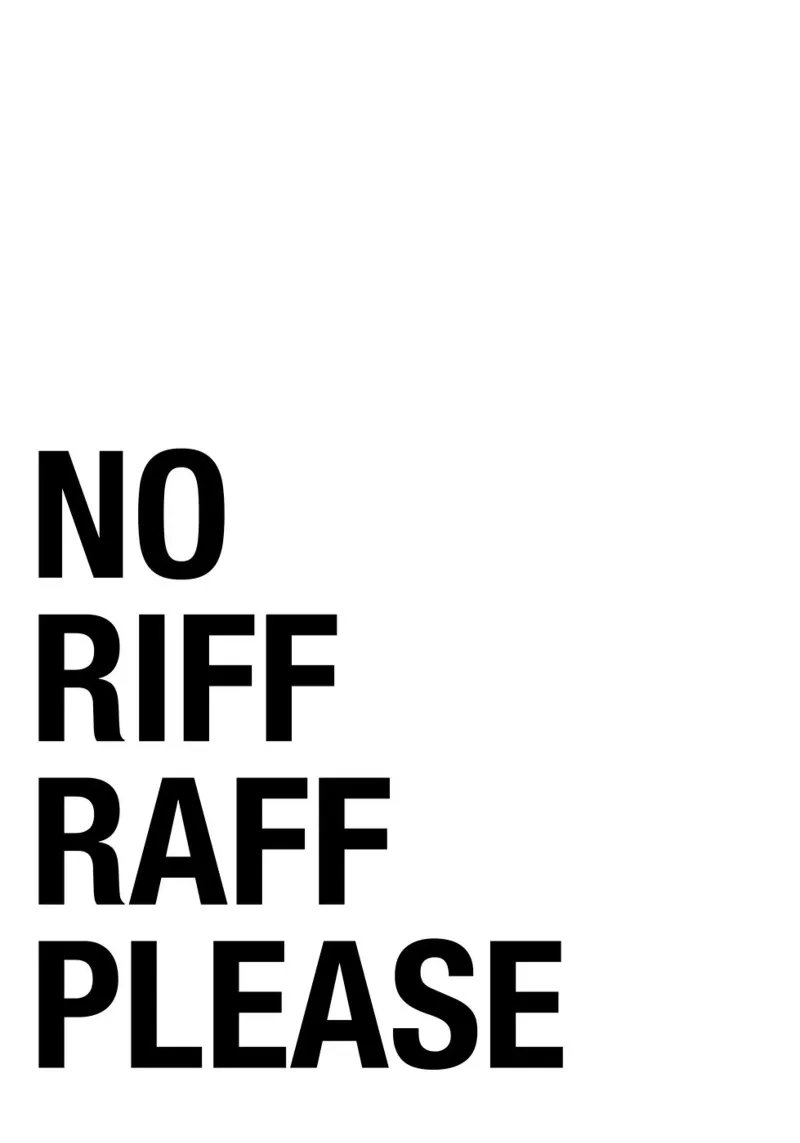 No Riff Raff Please – Bold & Witty Statement Art poster con telaio in legno da Attaboy Dsgn