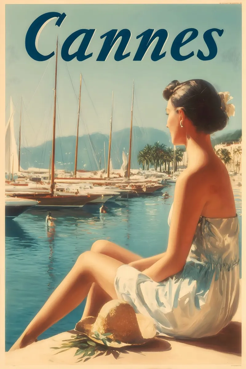 Manifesti di viaggio d'epoca di Cannes pellicola backlit da Vintage Travel Art