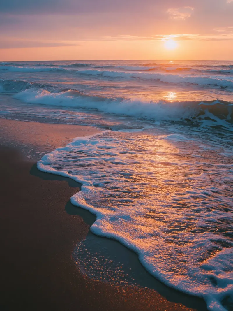 Coucher de soleil sur le rivage poster de Pictura