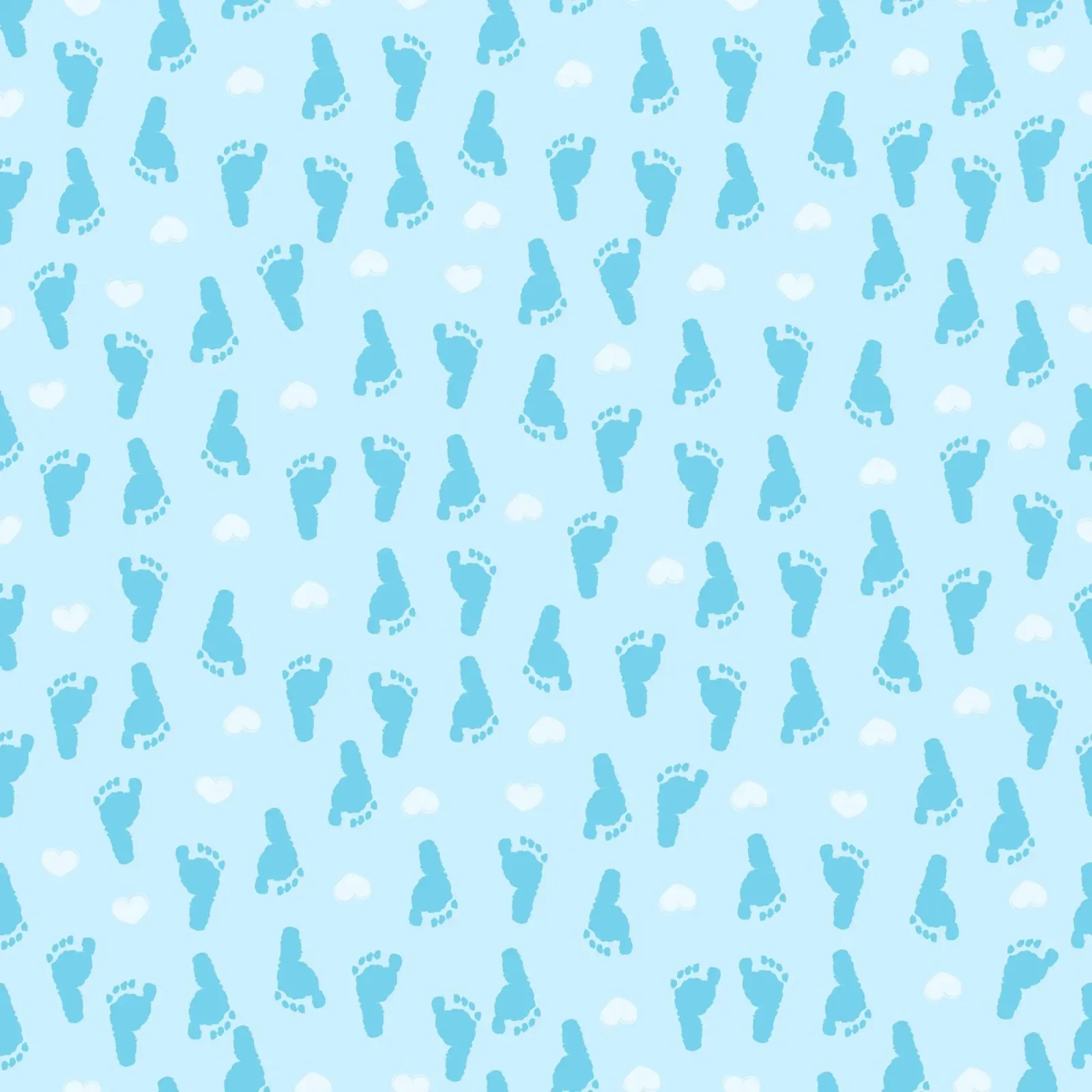 Baby foot print and hearts pattern with blue background hahnemühle by gulsengunel