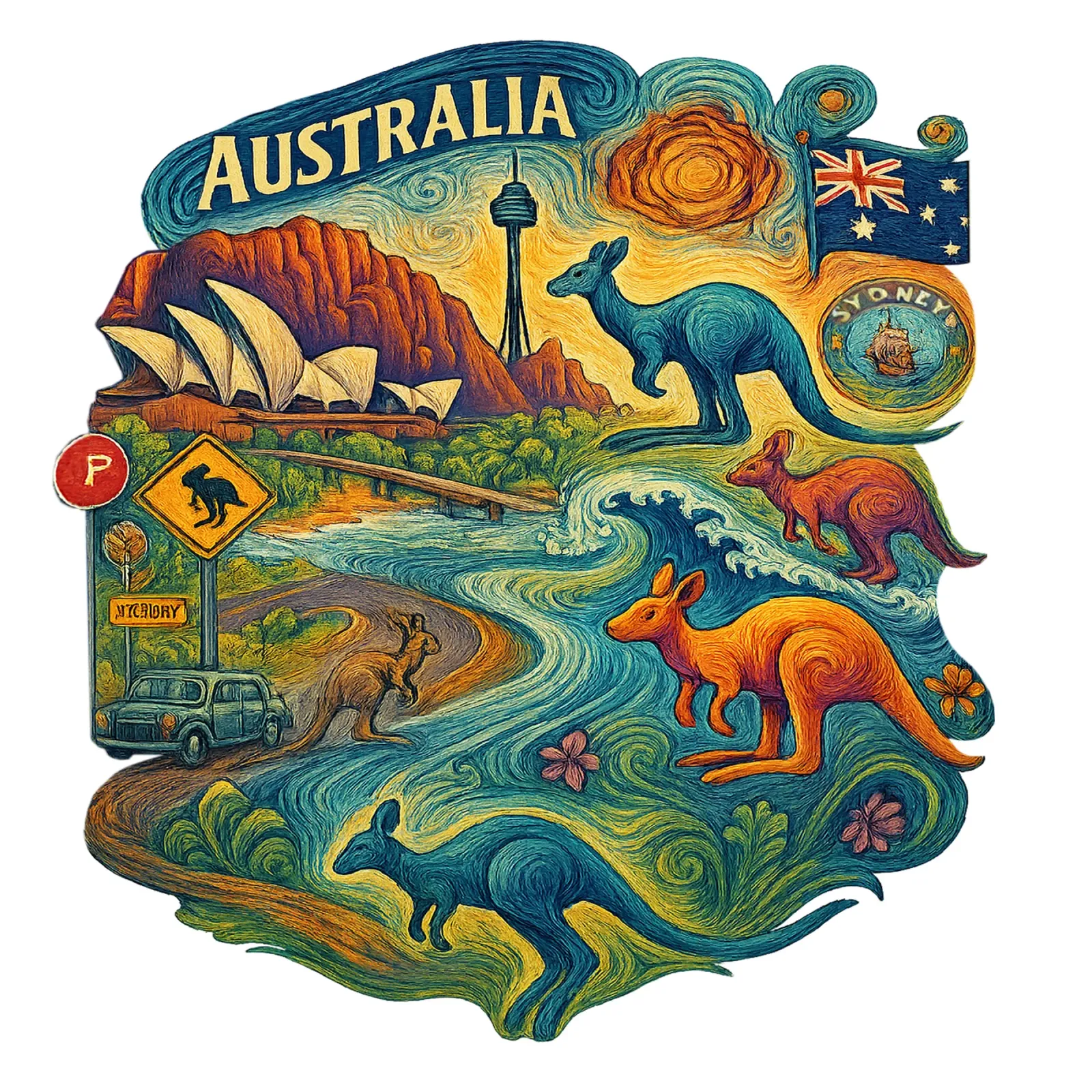 Free Australia 1 pellicola backlit da Vintage Van Gogh