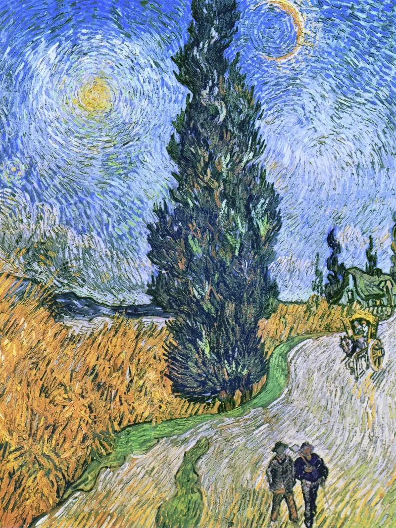 Strada con cipresso e stella (1890) di Vincent van Gogh pellicola backlit da Art History