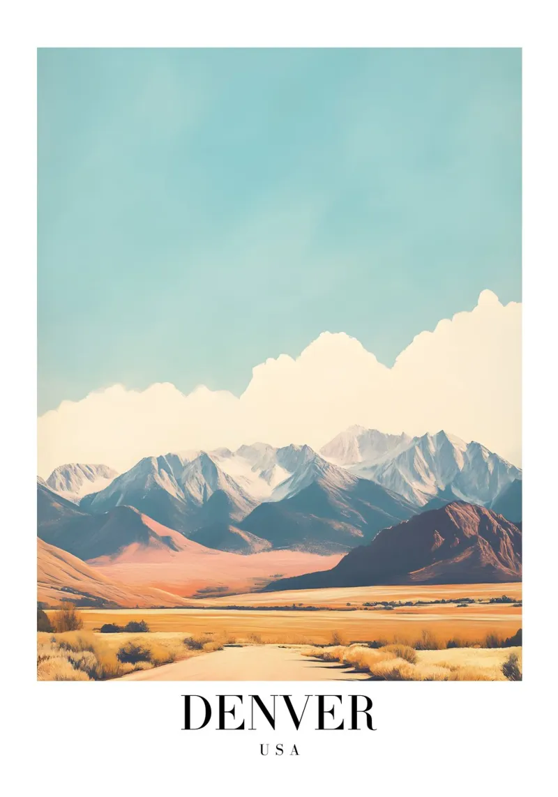 Denver Rocky Mountains Kunstdruk - Colorado Landschap canvas met Baklijst van homdeco