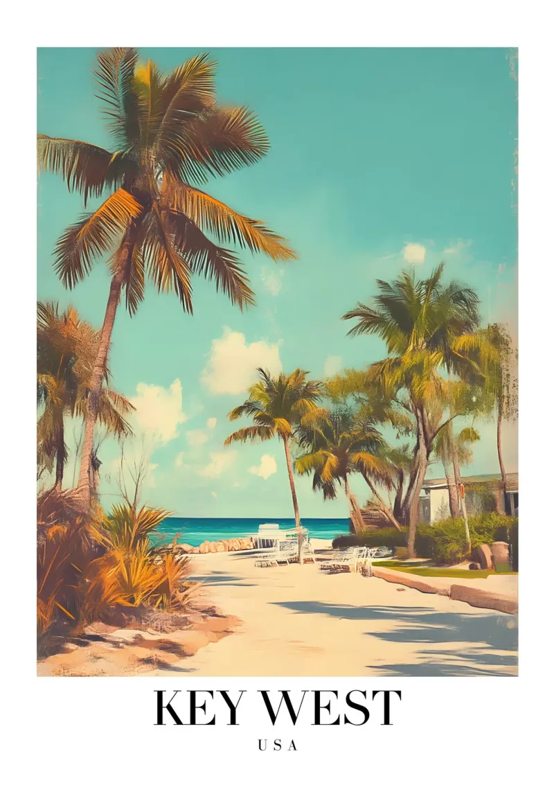 Stampa d'arte sulla spiaggia di Key West - Palme del paradiso tropicale poster da homdeco