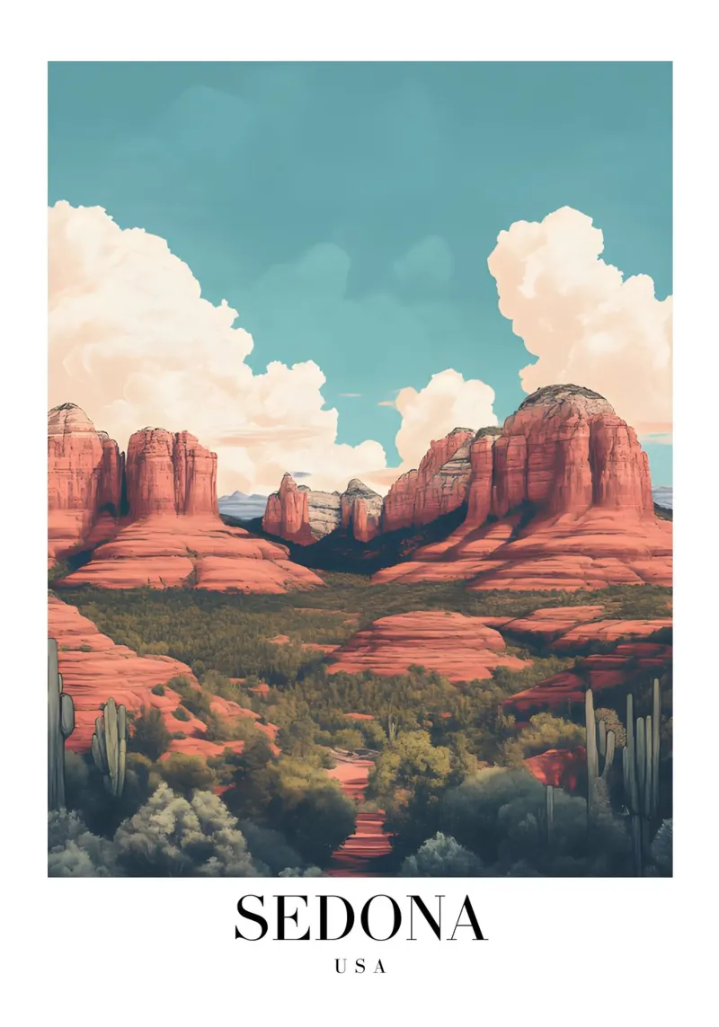 Sedona Red Rocks kunstdruk - Arizona woestijnlandschap canvas met Baklijst van homdeco