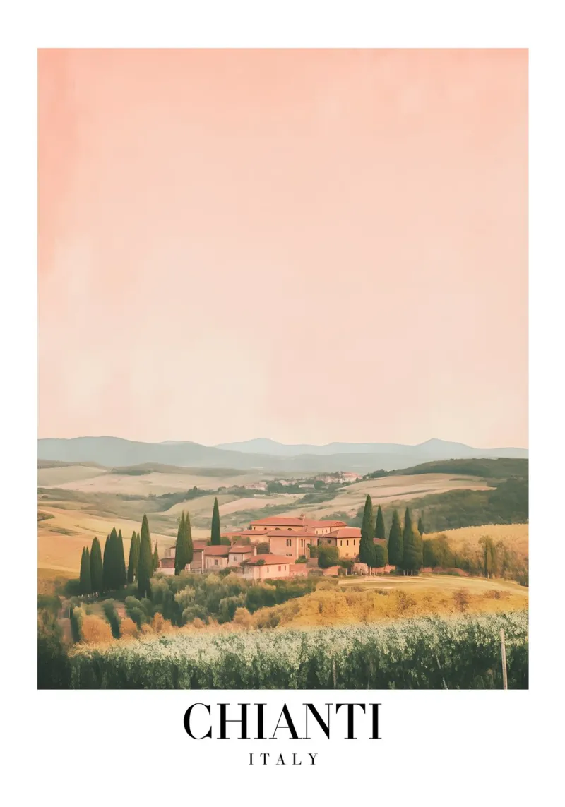 Chianti Toscane Kunstdruk - Italiaans Wijngaardlandschap canvas met Baklijst van homdeco