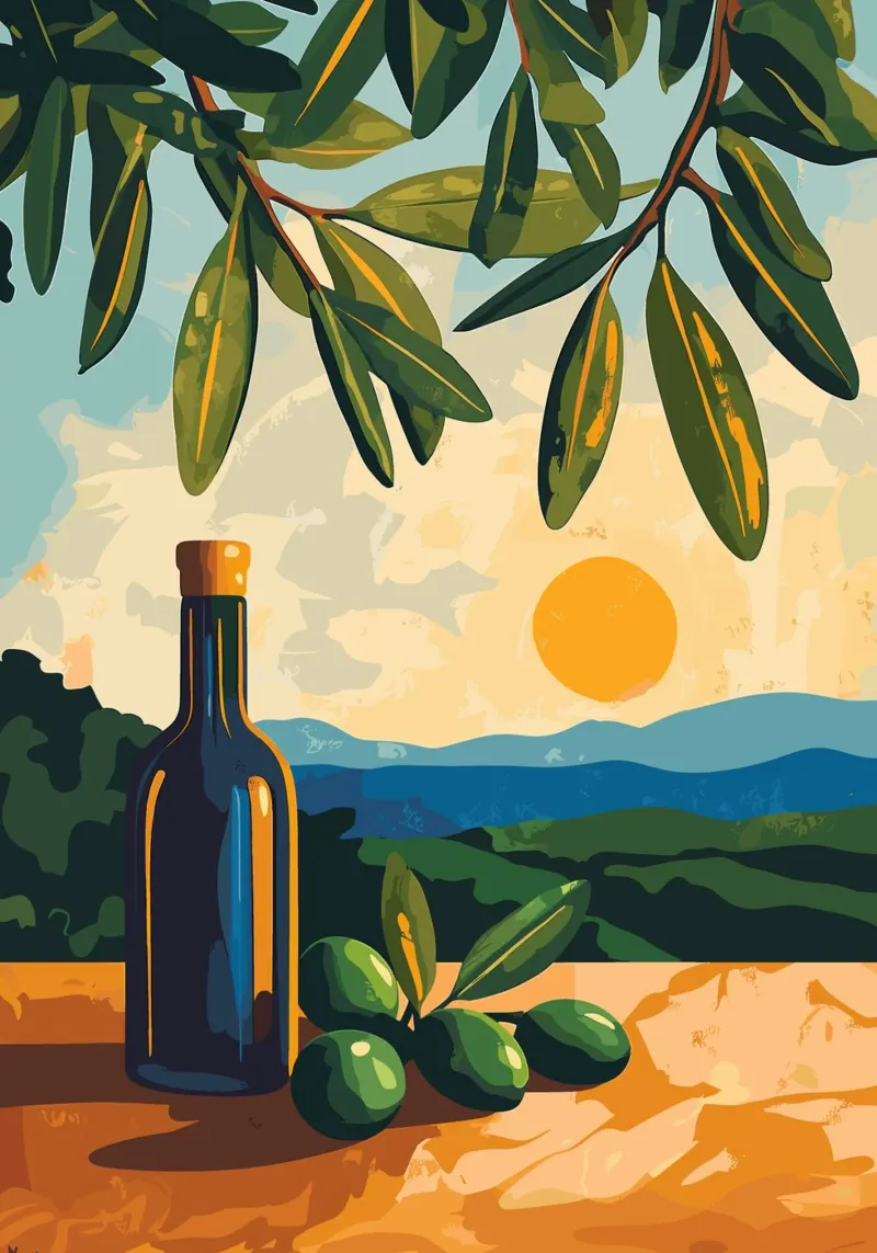 Mediterranean evening in the sun with olives canvas by pixelbull - medieval art and more