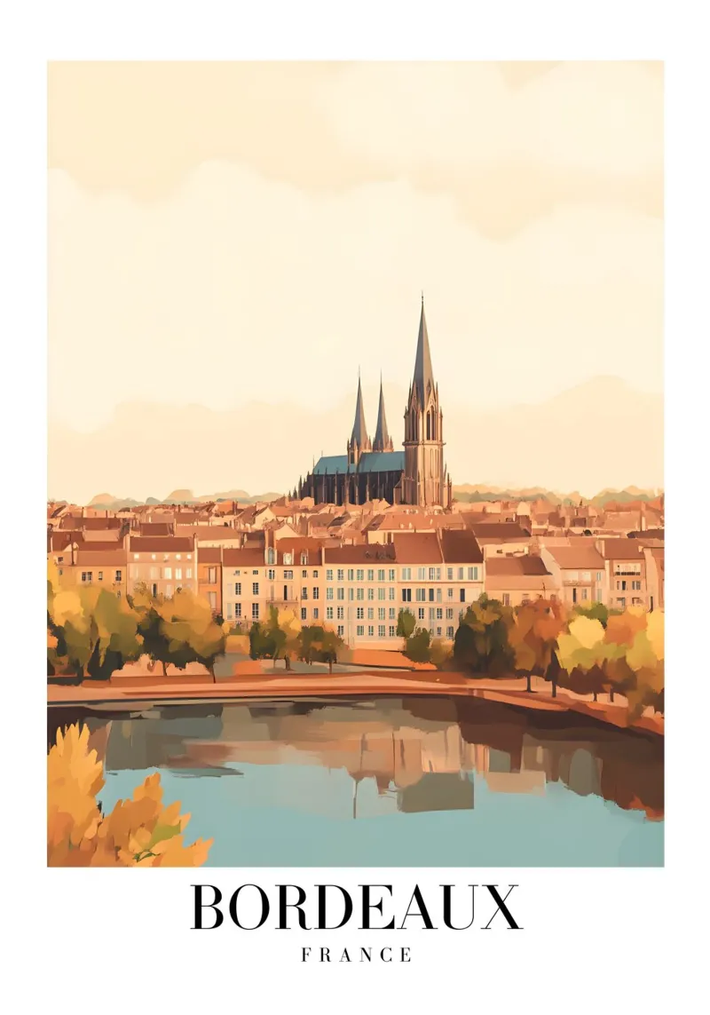 Bordeaux Kathedraal Kunstdruk - Frans Stadsgezicht hahnemühle van homdeco