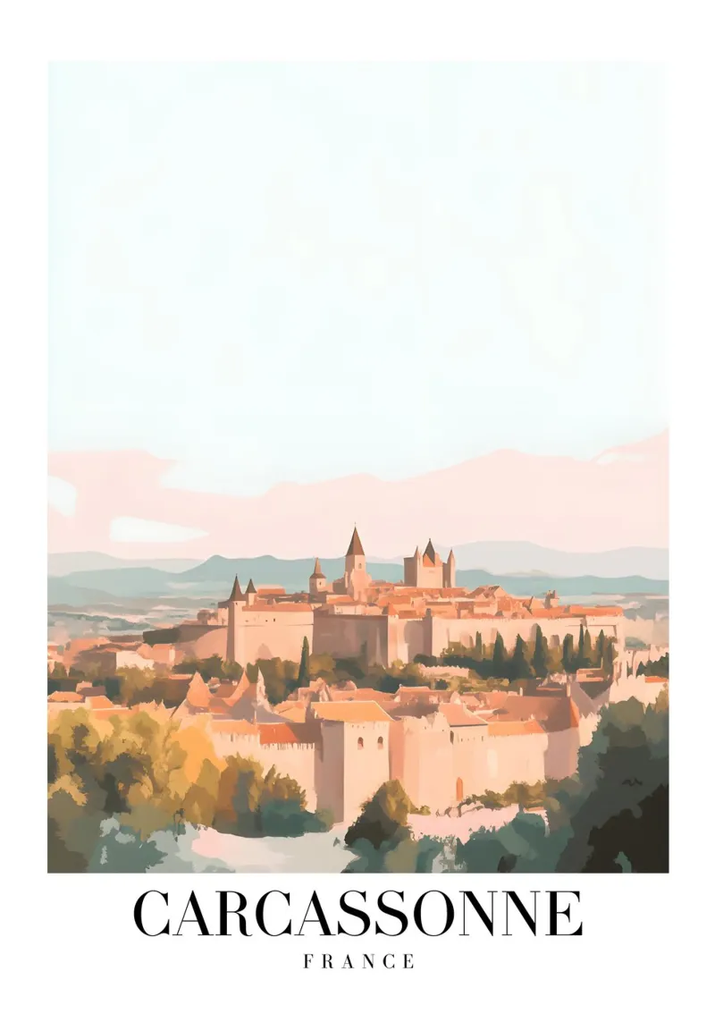 Carcassonne Middeleeuwse Stad Kunstdruk - Frans Kasteel canvas met Baklijst van homdeco