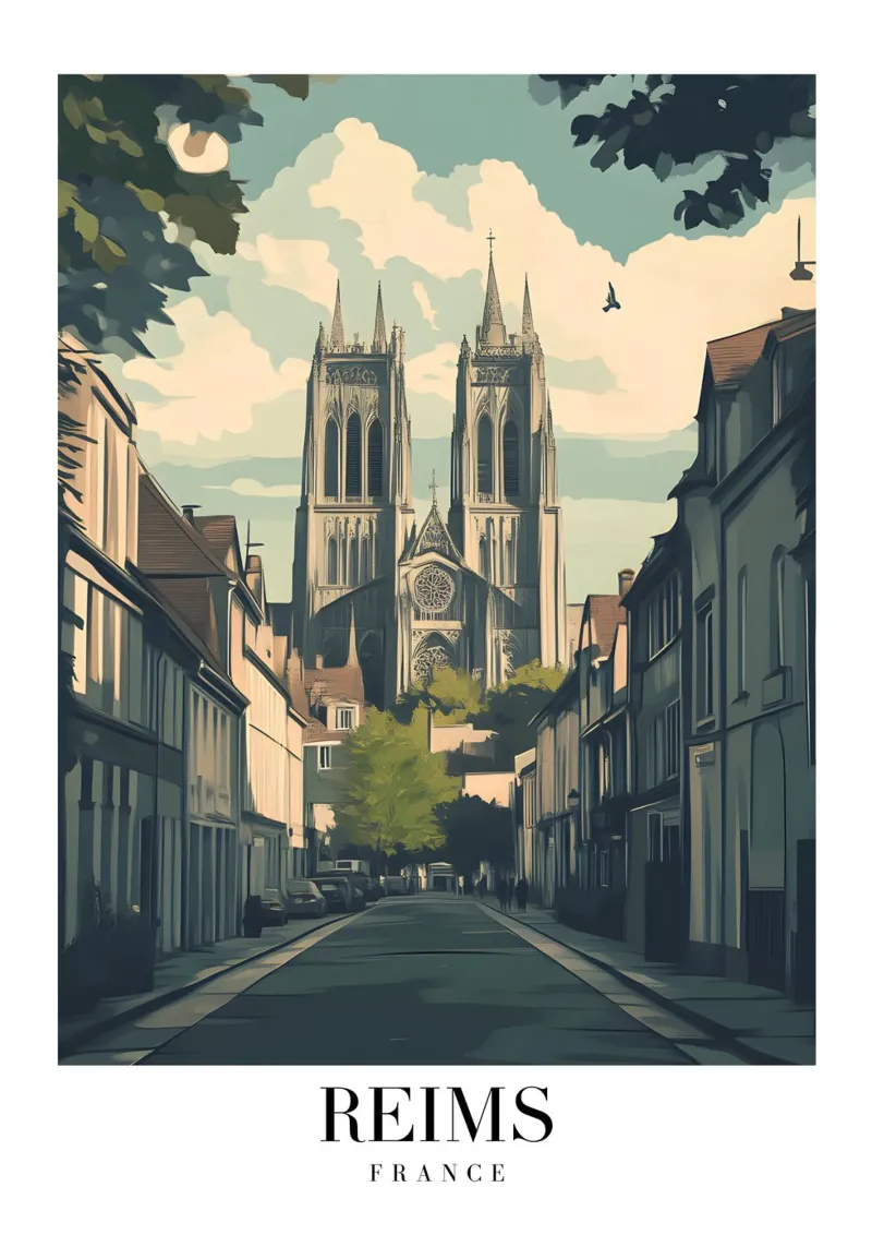 Reims Cathedral Art Print - French Gothic Majesty backlit film by homdeco