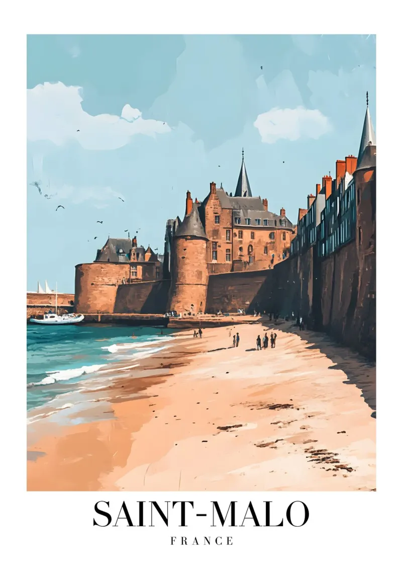 Saint-Malo Walled City Art Print - Brittany Coast canvas by homdeco